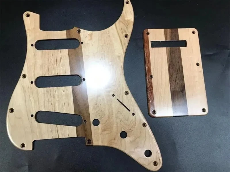 11 Holes SSS Sollid wood (Maple+rosewood) Electric GUITAR Pickguard with Back Plate