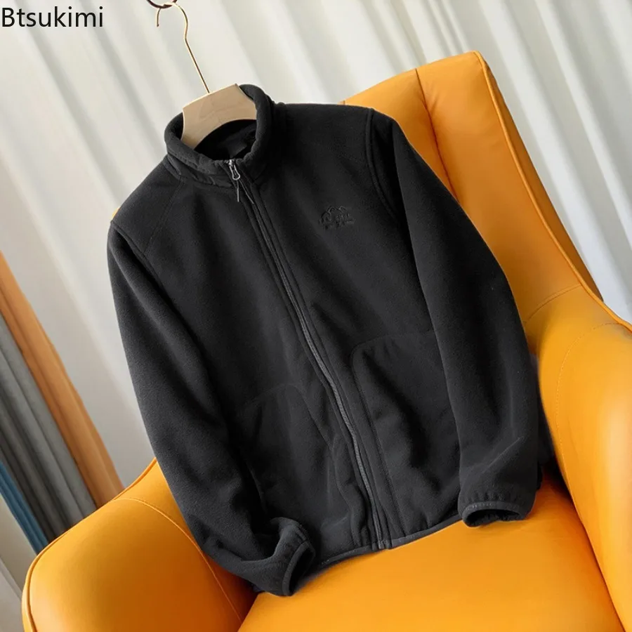 Casual Fleece Thick Hoodies Men Jacket Autumn Winter Korean Fashion Loose Stand Collar Plush Zipper Sweatshirt Outwear Hoodies