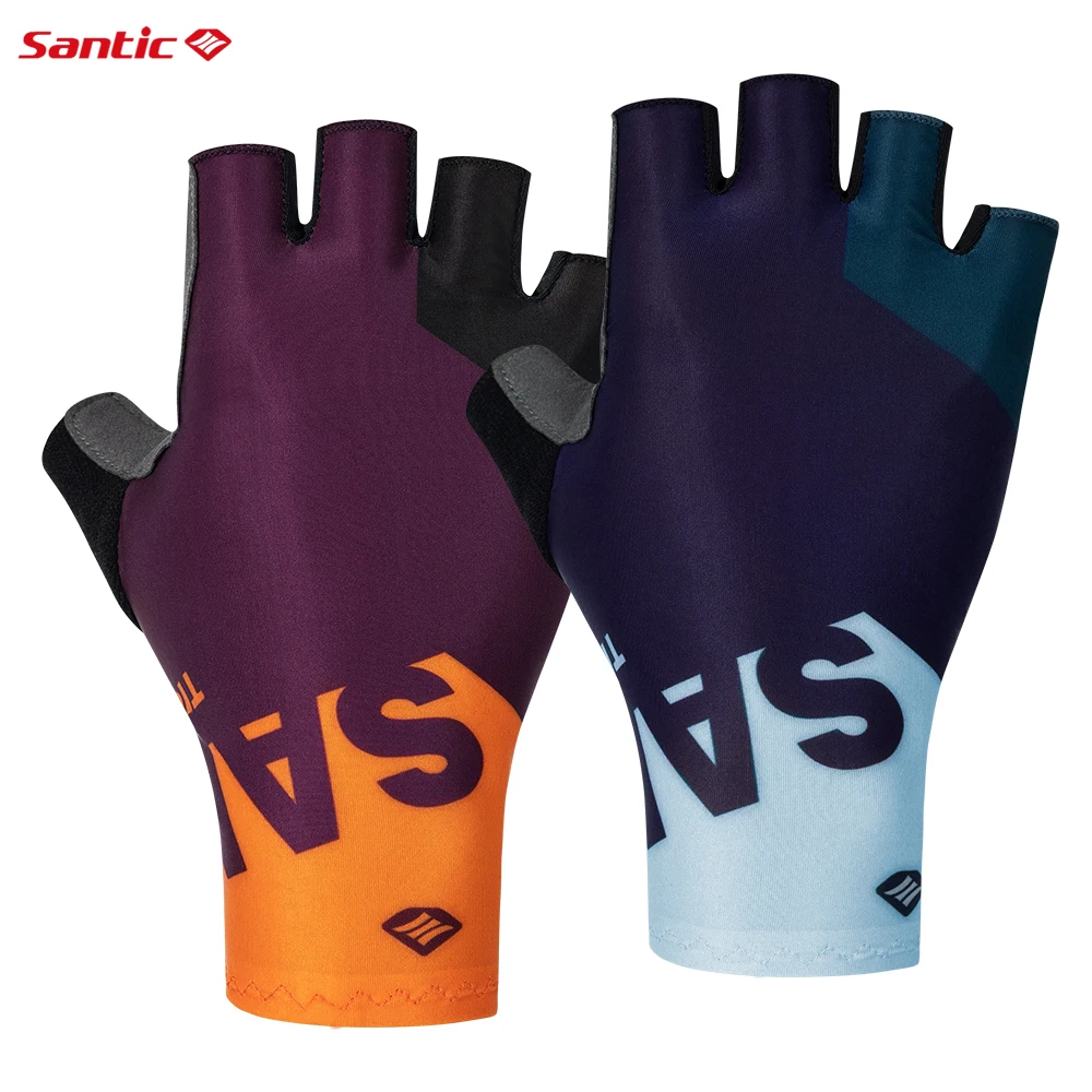 Santic Men Cycling Gloves Short Finger Summer Road Cycling Bike Gloves Half Finger Shockproof Cycling Equipment