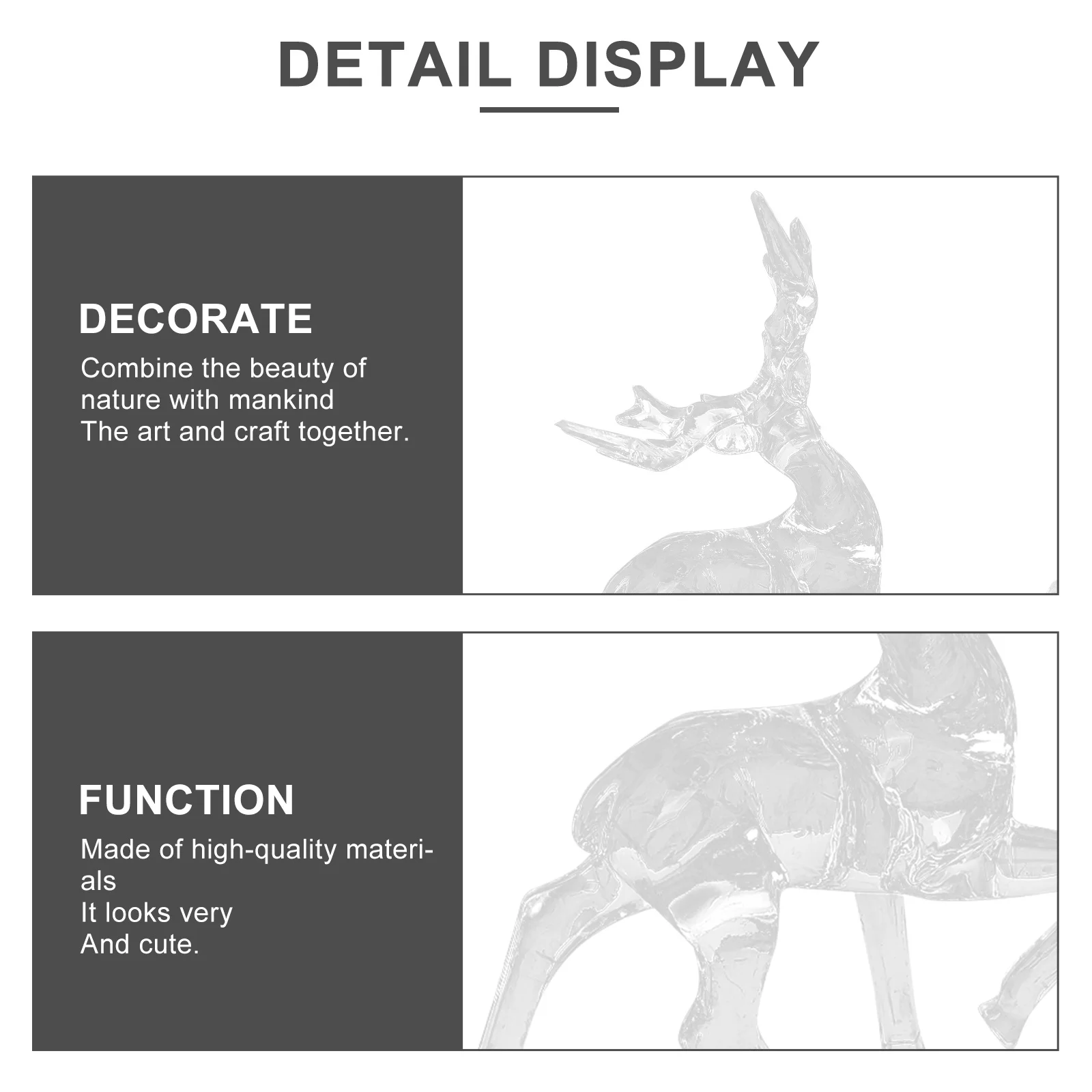 

4Pcs Crystal Reindeer Decorations Christmas Ornaments Set for Indoor Outdoor Xmas Decor Holiday Gifts Deer Hanging Adornments