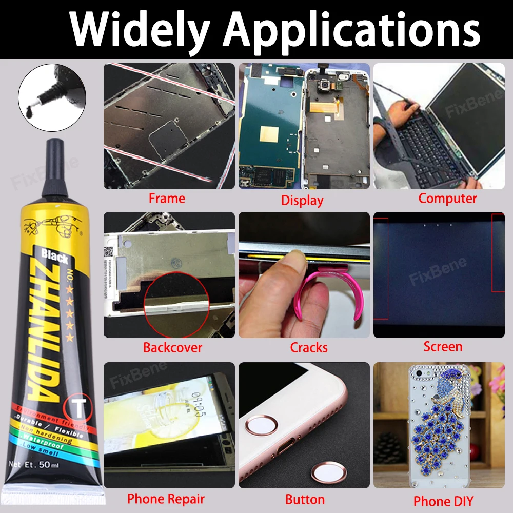 Cell Phone Screen Glue Precision Black Adhesive Strong Watch LCD Display Repair Tools Kit Back Cover Puzzle Frame Contact Cement