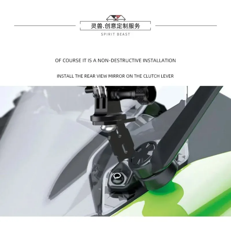 Spirit Beast Motorcycle Camera Bracket Action Cameras Holder Rearview Mirror Driving Recorder Bracket for Kawasaki Ninja 400 650