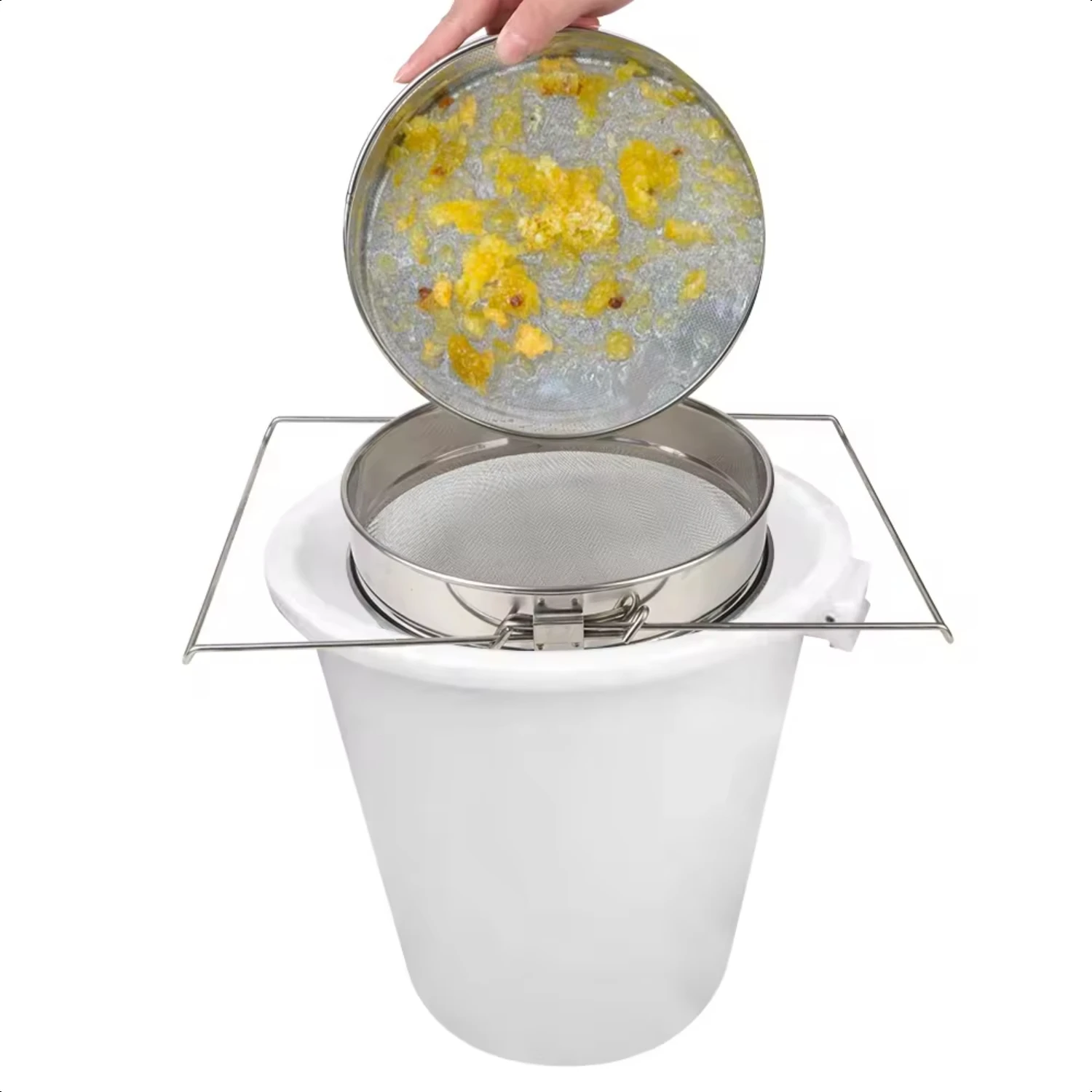 High-Quality Stainless Steel Double Sieve Strainer  Beekeeping Net Impurity Filter - Essential Garden Beekeeping Special Tool