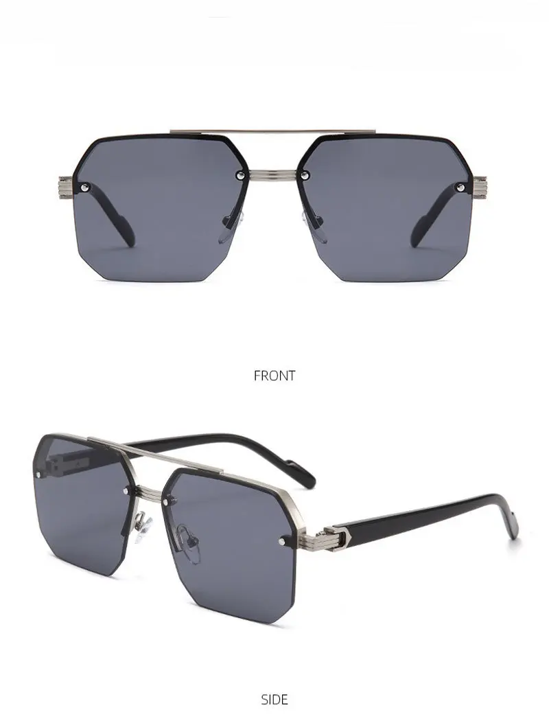 Oversize Retro Doppel Brücken Polygon Quadrat Metall Männer Sonnenbrille Mode Gradient Shades UV400 Trend Frauen Sonnenbrille – Detail 20