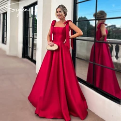 Elegant Red Celebrity Evening Dresses Long for Women Plus Size Party Gowns Straps With Bow Vestidos De Noche Para Mujer 2024