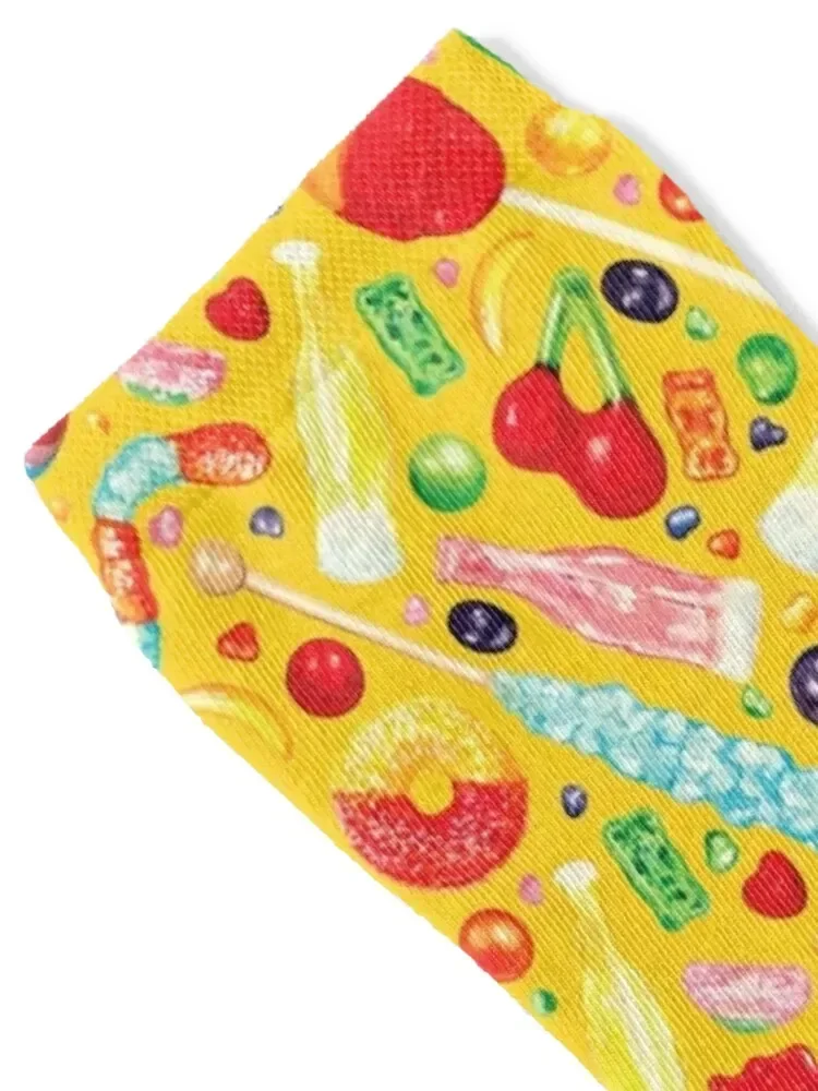 Candy Pattern - Yellow Socks funny gift luxury gifts Rugby Ladies Socks Men's