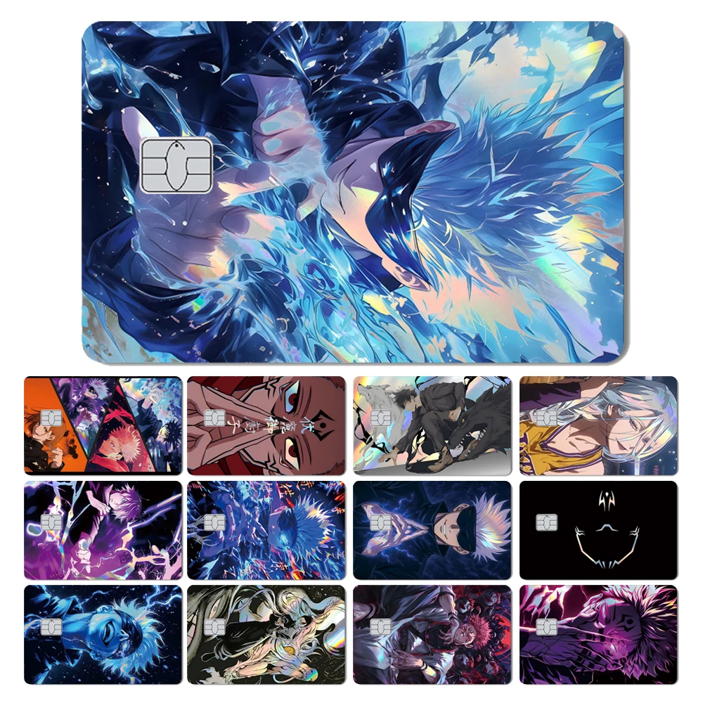 J-Jujutsu K-Kaisen Anime Laser Holographic Itadori Yuji Megumi Fushiguro Gegenseitige Hilfe Satoru Kitschte Debatte Bank Karte Aufkleber Film Haut