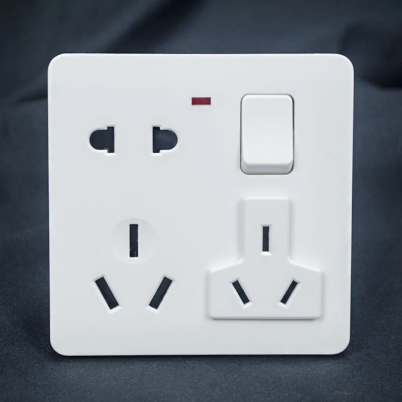 86 Type Wall Mounted  One Switch Eight Holes Multi Outlet Socket With Switch Panel For Home Use Easy To Install And Use