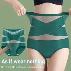 Women's highwaisted postpartum silk pants with abdominal lifting and shaping girdle