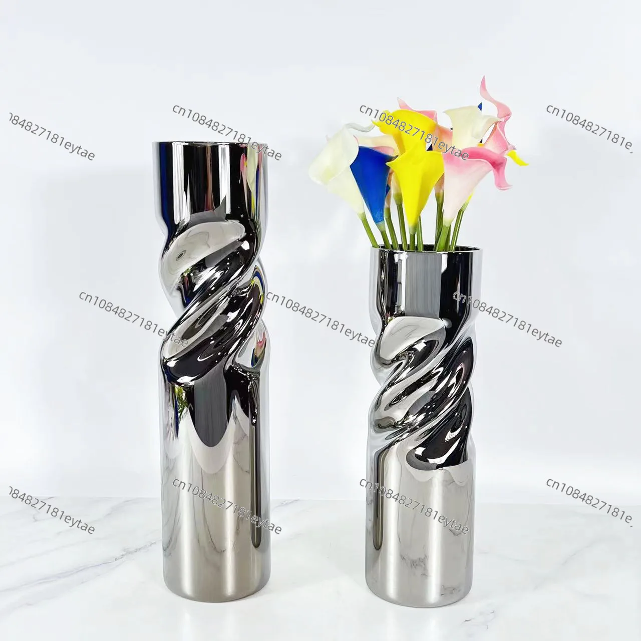 

Modern simple glass vase ornament home model room living room coffee table porch cabinet silver dining room flower arrangement