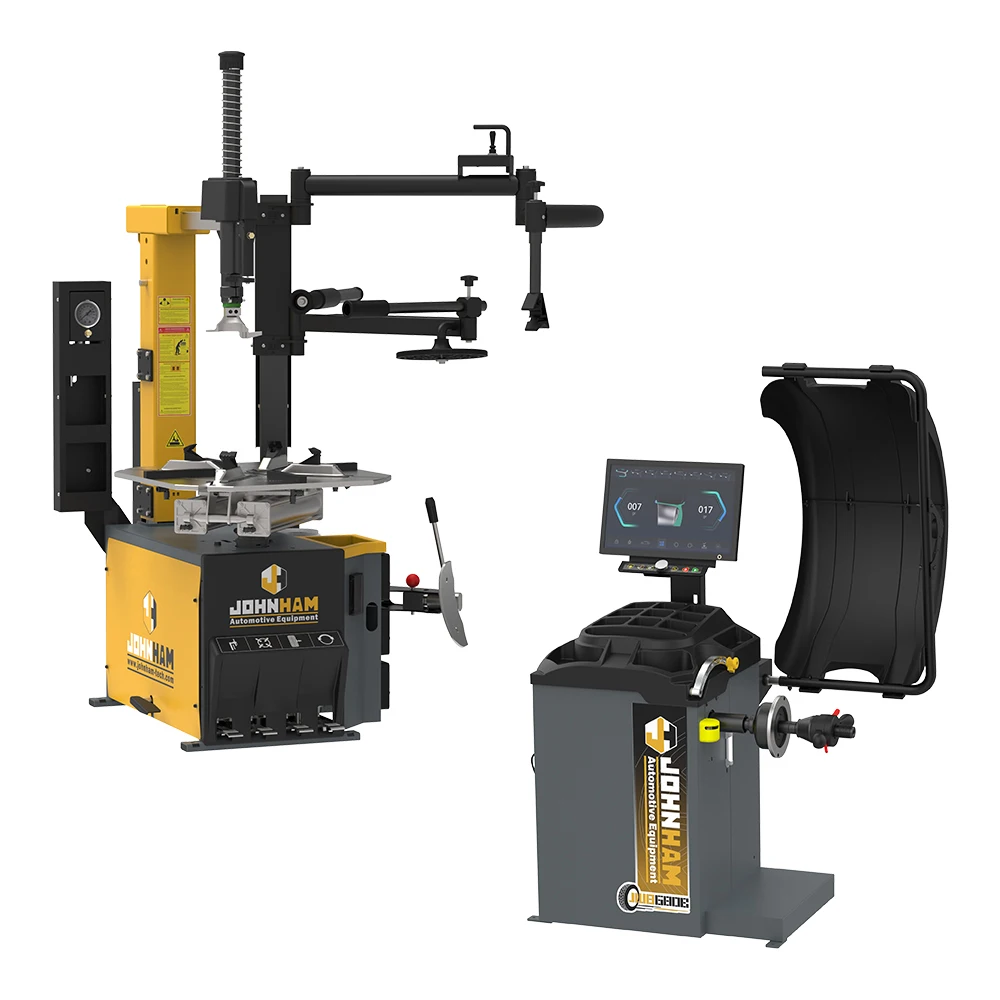 Johnham Automatic Lifting Column Tire Changer And Automatic Car Wheel Balancer With LCD Display JWB680B JTC870