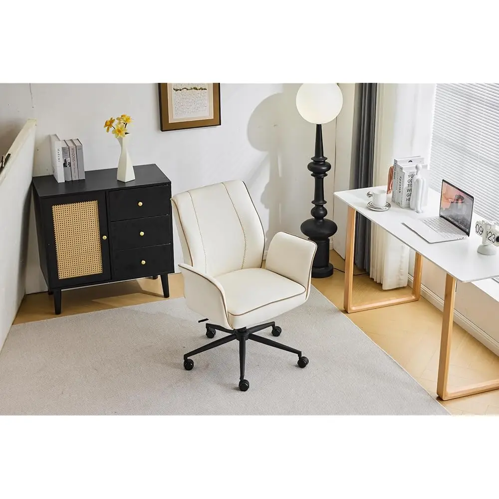 Bloom Chair,Comfy Home Office Desk Chair With Wheels & Padded Armrests,Aesthetic Vanity Chair With Back,Height Adjustable