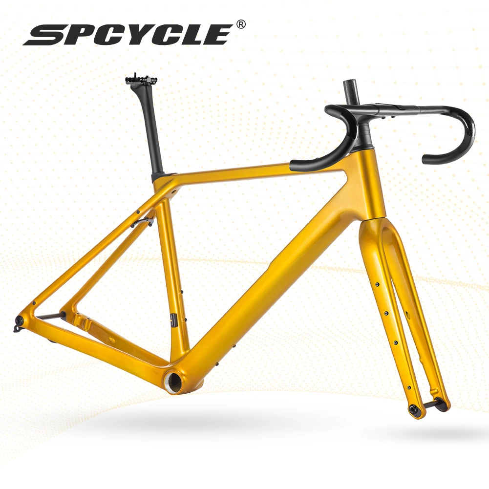 

Spcpycle G068 Carbon Gravel Bike Frame 700x47C Race Gravel Bicycle Frameset With HB-068 Integrated Handlebar