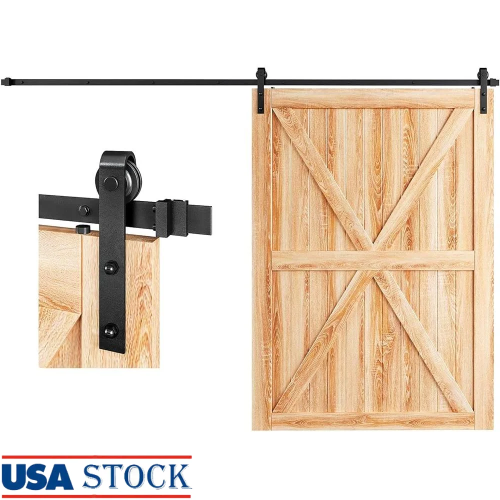 

Heavy Duty 9FT Sliding Barn Door Hardware Track Kit Smooth Quiet Installation Steel Roller System Aisle Garage Kitchen Bedroom