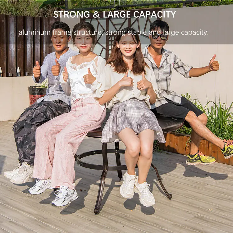 Outdoor Tables Resort90mm 100mm Die Casting Aluminum Round square Patio Table Coffee Outdoor Table and Chair Set