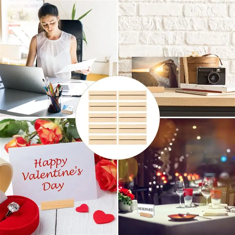 10Pcs Wooden Shaped Photo Stand Picture Business Card Holder Handmade Memo Clips Desktop Message Craft Photo Frame