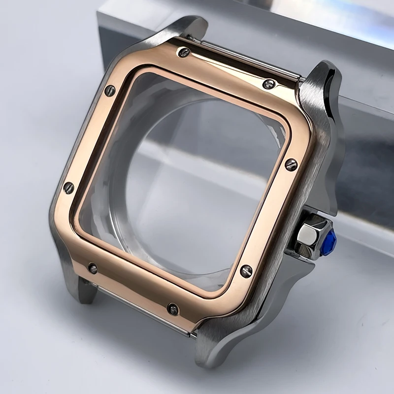 38mm NH35 Quadratisches Gehäuse Schwarz Gold Edelstahl Modifikationsteile für SKX Mod Zubehör Fit Santo Case NH35 NH36 Uhrwerk – Detail 20