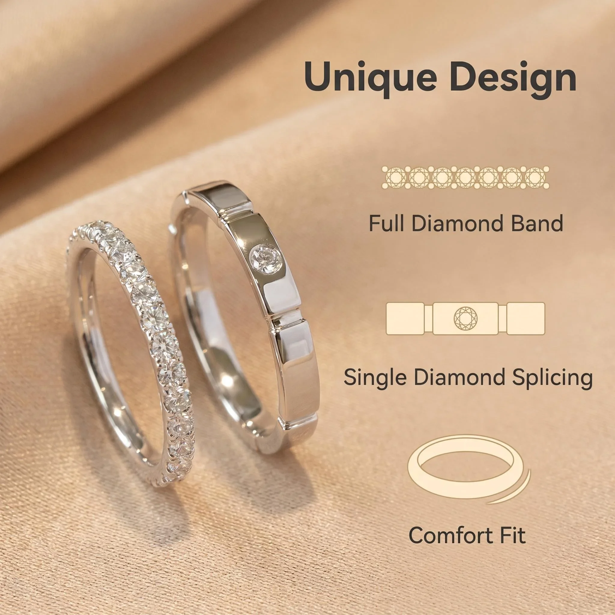 New 2pcs 925 Sterling Silver Couple Ring Fashion Jewelry Classic Style Austrian Crystal Prong Setting Women Girls Wholesale