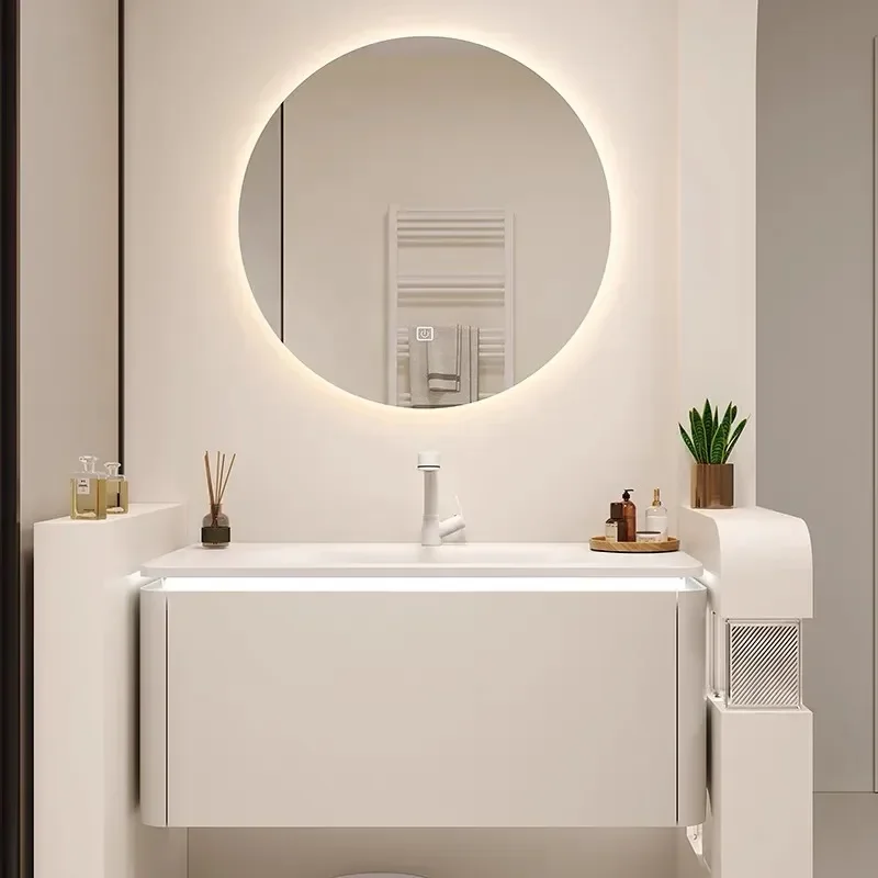 Ceramic Integrated Basin Bathroom Cabinet Combo Wall Hung Vanity Unit with Sink and Storage for Modern Home Bathroom