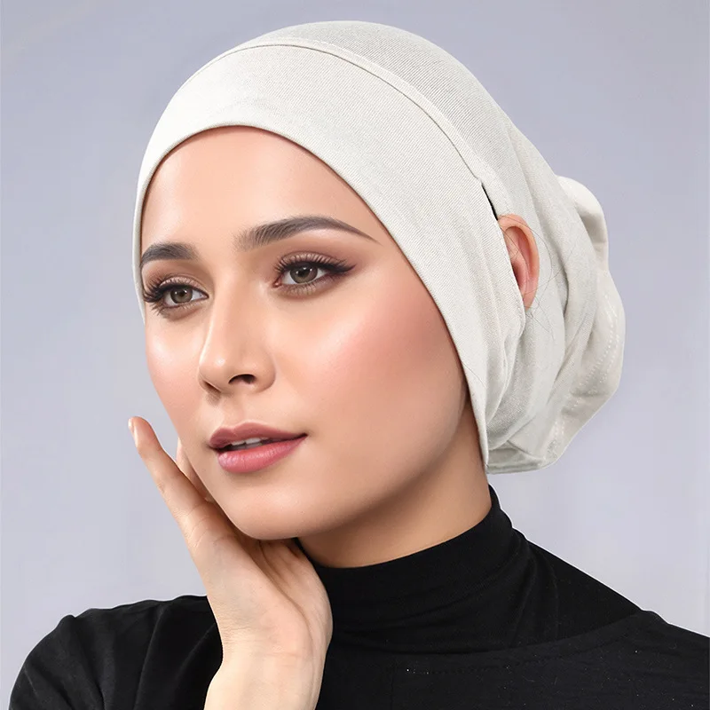 Soft Modal Inner Hijab Cap Muslim Stretch Turban Cap Islamic Underscarf Bonnet Hat Female Headband Tube Cap Turbante