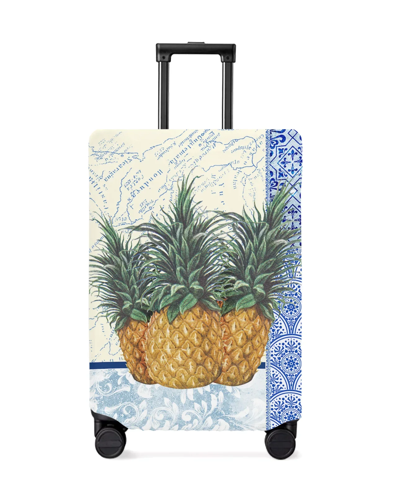 Blue And White Porcelain Texture Pineapple Luggage Protective Cover Travel Accessories Suitcase Elastic Dust Case Protect Sleeve