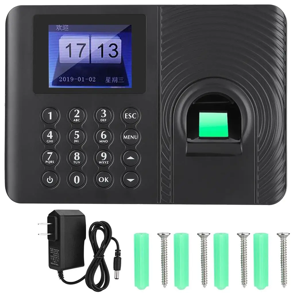 Biometric Fingerprint Time Attendance Recorder Recognition Device Access Control US 110-240V
