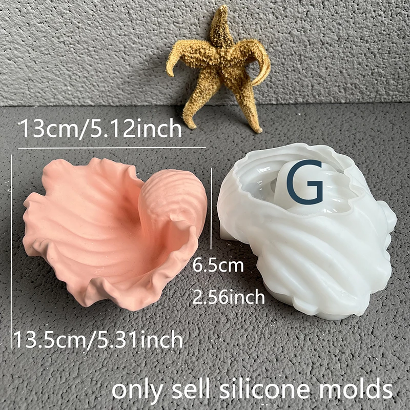 Shell Trinkets Storage Dish Silicone Mold Conch Candle Vessel Cement Mold Starfish Plaster Tray Soap Dish Epoxy Resin Clay Mold