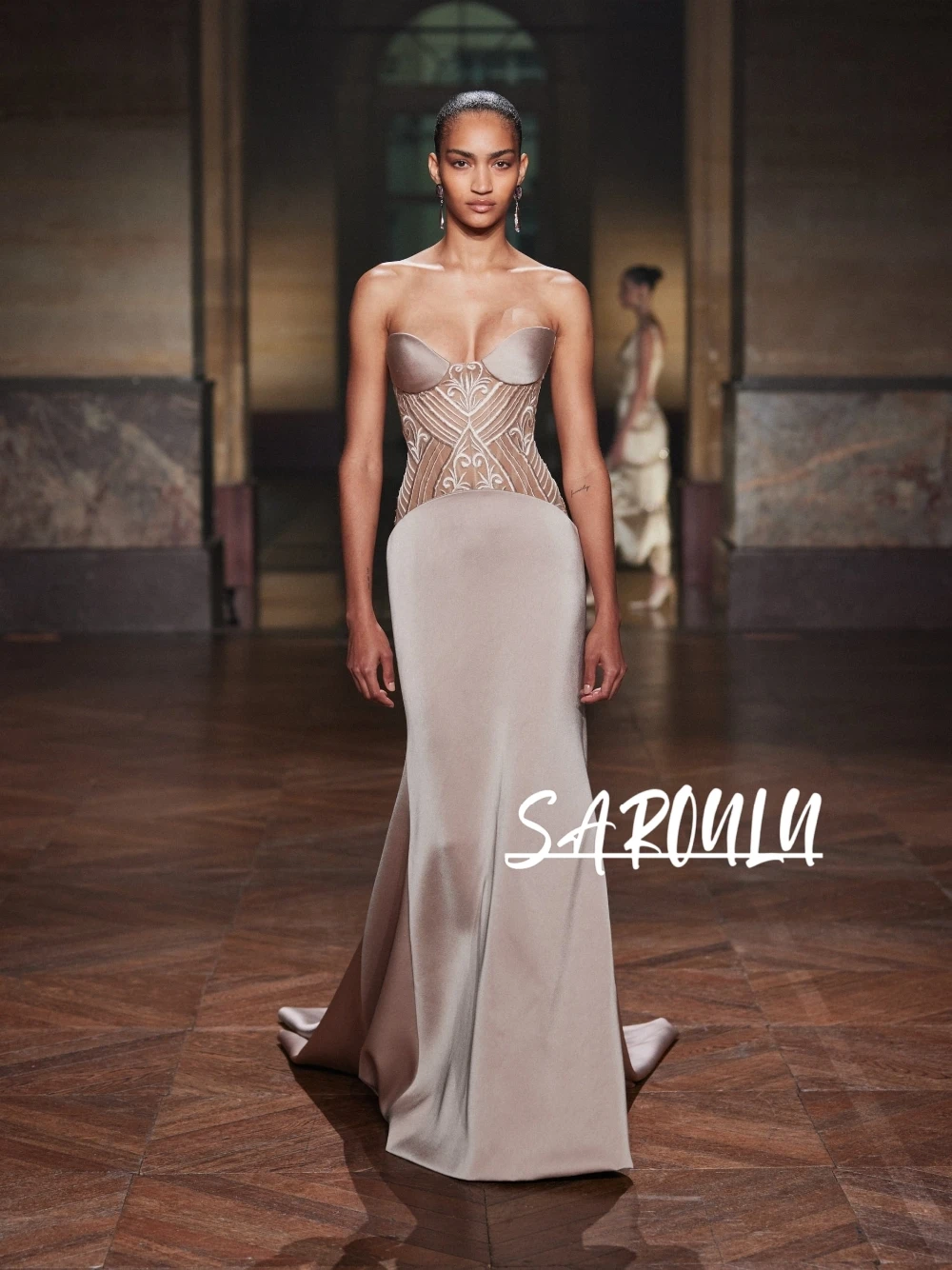 

2026 Elegant Satin Mermaid Evening Dress Sweetheart Neckline Appliques Corset Formal Prom Gown For Women Gala Customized