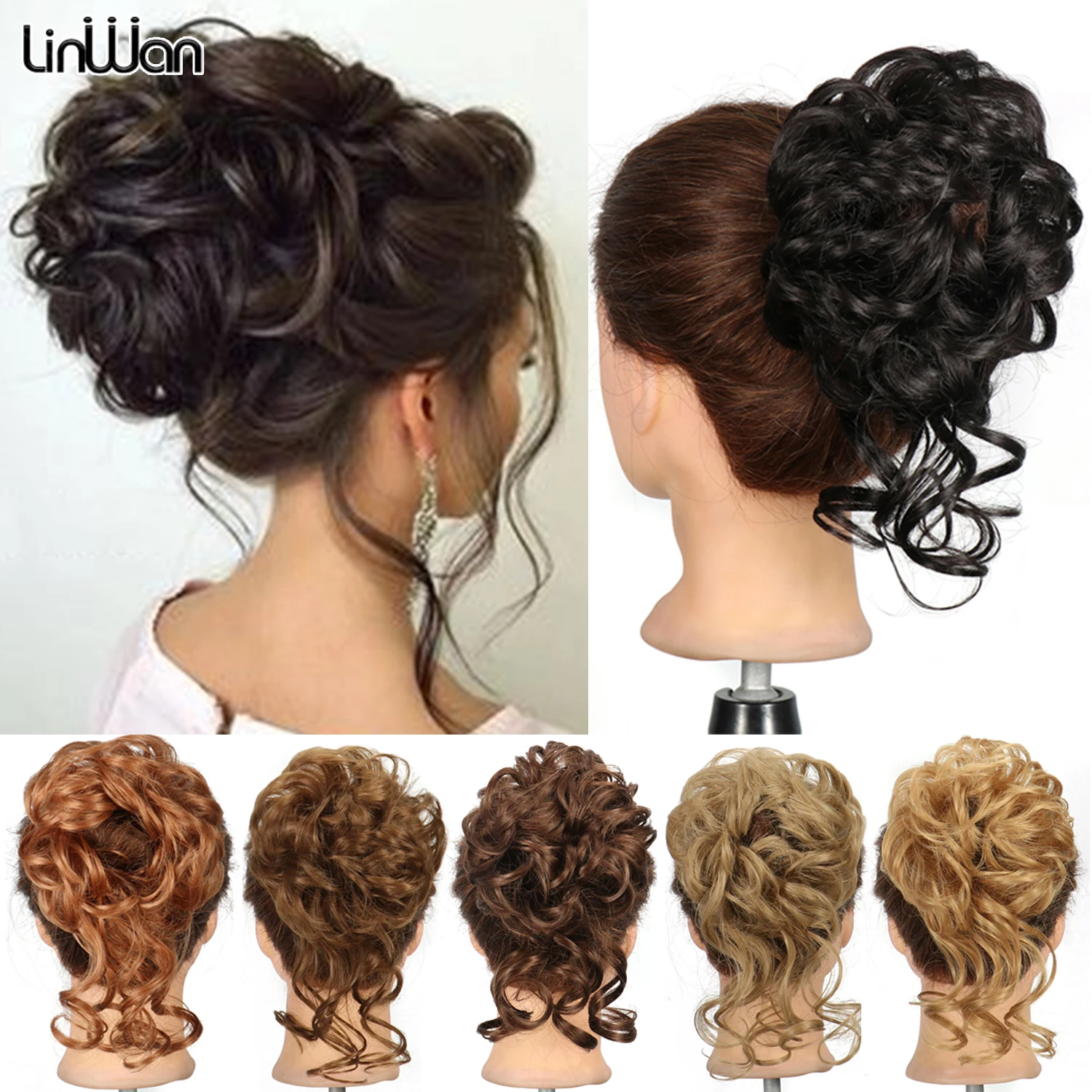 Synthetic Hair Claw Clip Messy Curly Hair Wigs For Women Bun Claw Extension Chignon Hairpiece For Women Ponytail Hair Pieces