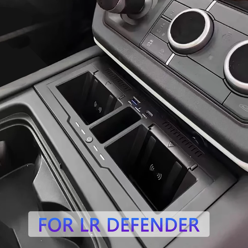 Carregamento sem fio do carro para lr land rover defender 110 130 2020 2021 2022 2023 2024 carregador de telefone carga rápida suporte móvel montagem