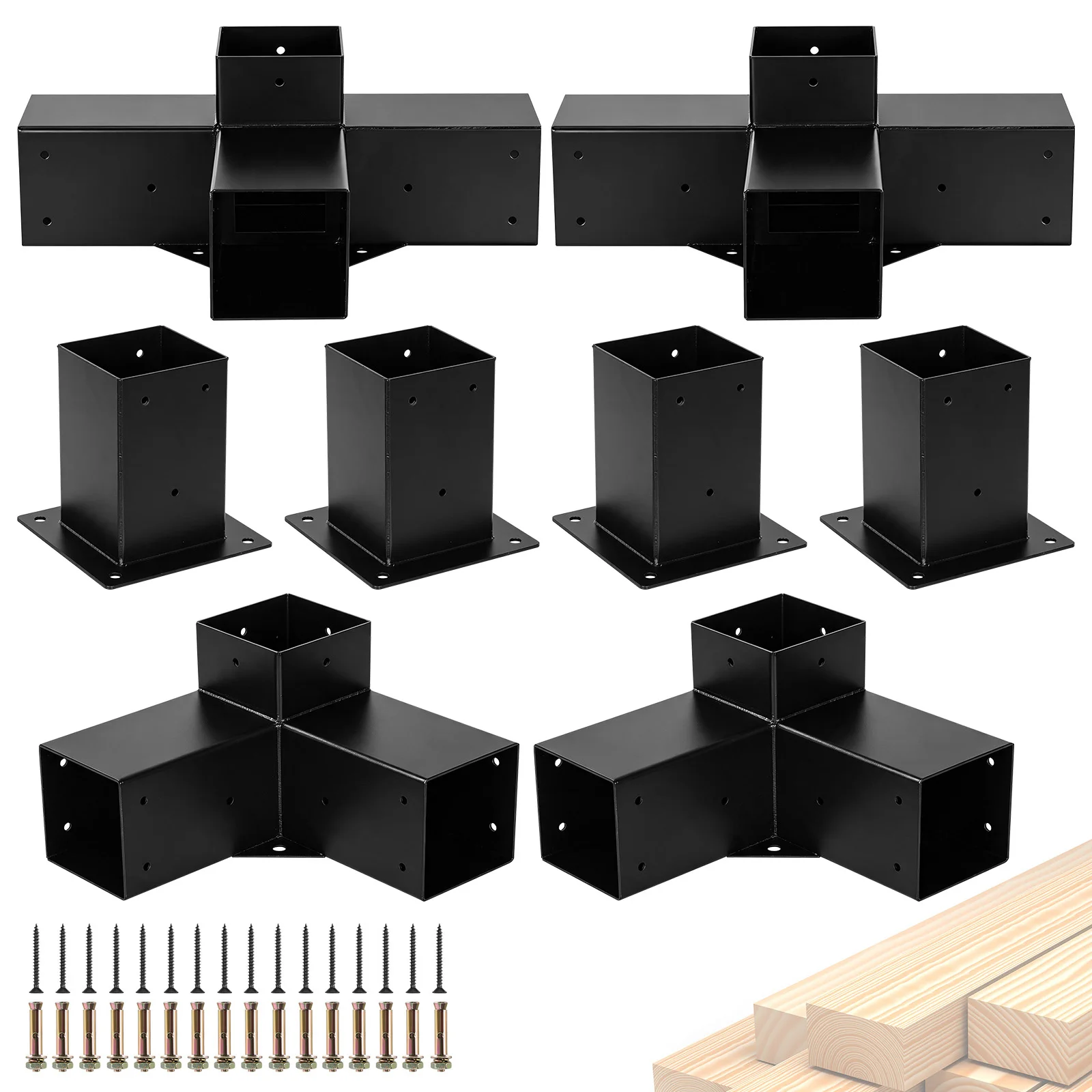 Pergola Bracket Kit 3-Way Right Angle Corner Bracket Gazebo Hardware Kits Includes Screws for Gazebos Patio Pergolas Log Cabin