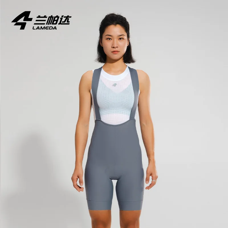 LAMEDA Dames fietsbroek met bretels UV-bescherming Vochtafvoerend Slim Fit met dubbele zijzakken Professionele fietssportkleding