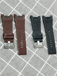 32mm Cowhide Concave Interface Men's Watch Band for Diesel Dz1273 4246 Soft Waterproof Litchi Pattern Special Accessories