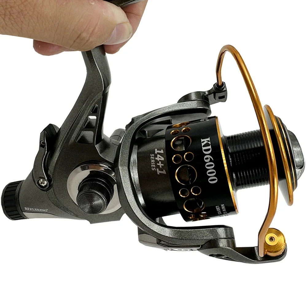 Spinning Fishing Reel Carp Front Rear Double Brake Saltwater Wheel Casting Coil Ultra Light Tackle 3000-6000Series With Line