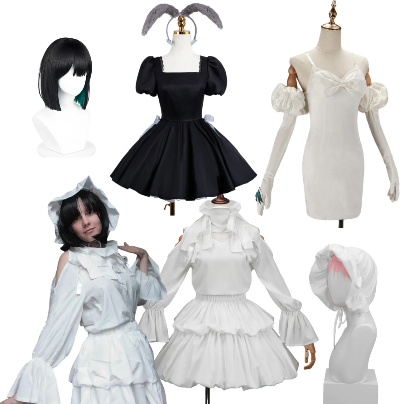 

Sua Alien Stage Cosplay Costume Wig Anime Cosplay Costume White Black Dress And Wig