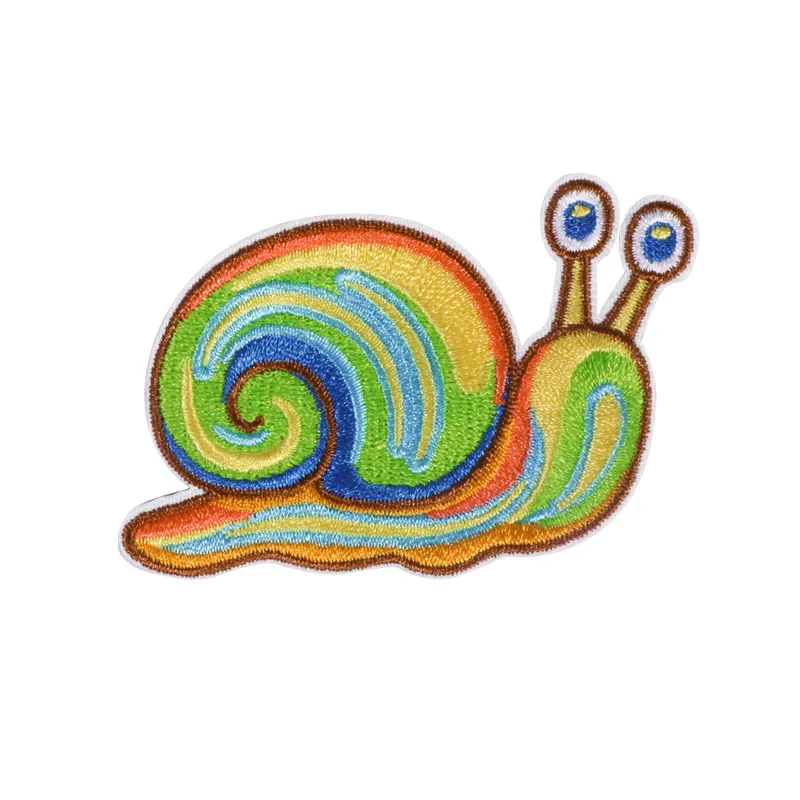 1pc Cute Colored Snail Embroidery Patch DIY Fabric Sticker, Iron-on and Sewable, Suitable for Jackets, T-shirts, Bags, and Hats