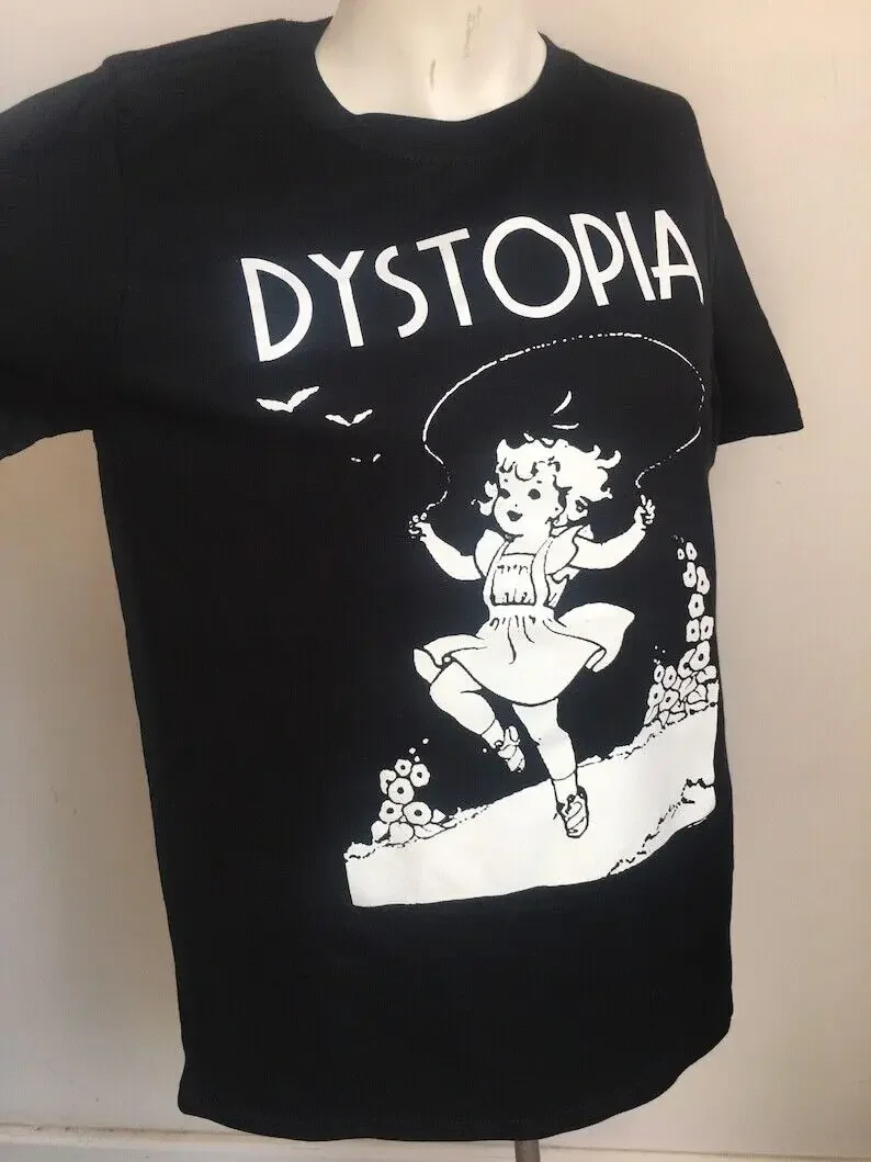 Dystopia Skipping Girl Hand reprint black T shirt Unisex Reprint tee NH13608