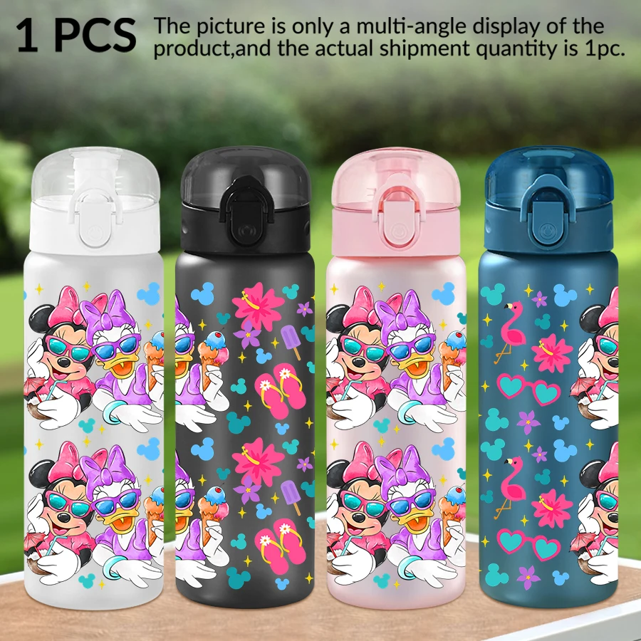 

1Pc Disney, Minnie, vacation pattern 26oz plastic water bottle, outdoor sports water cup birthday/back to school gift