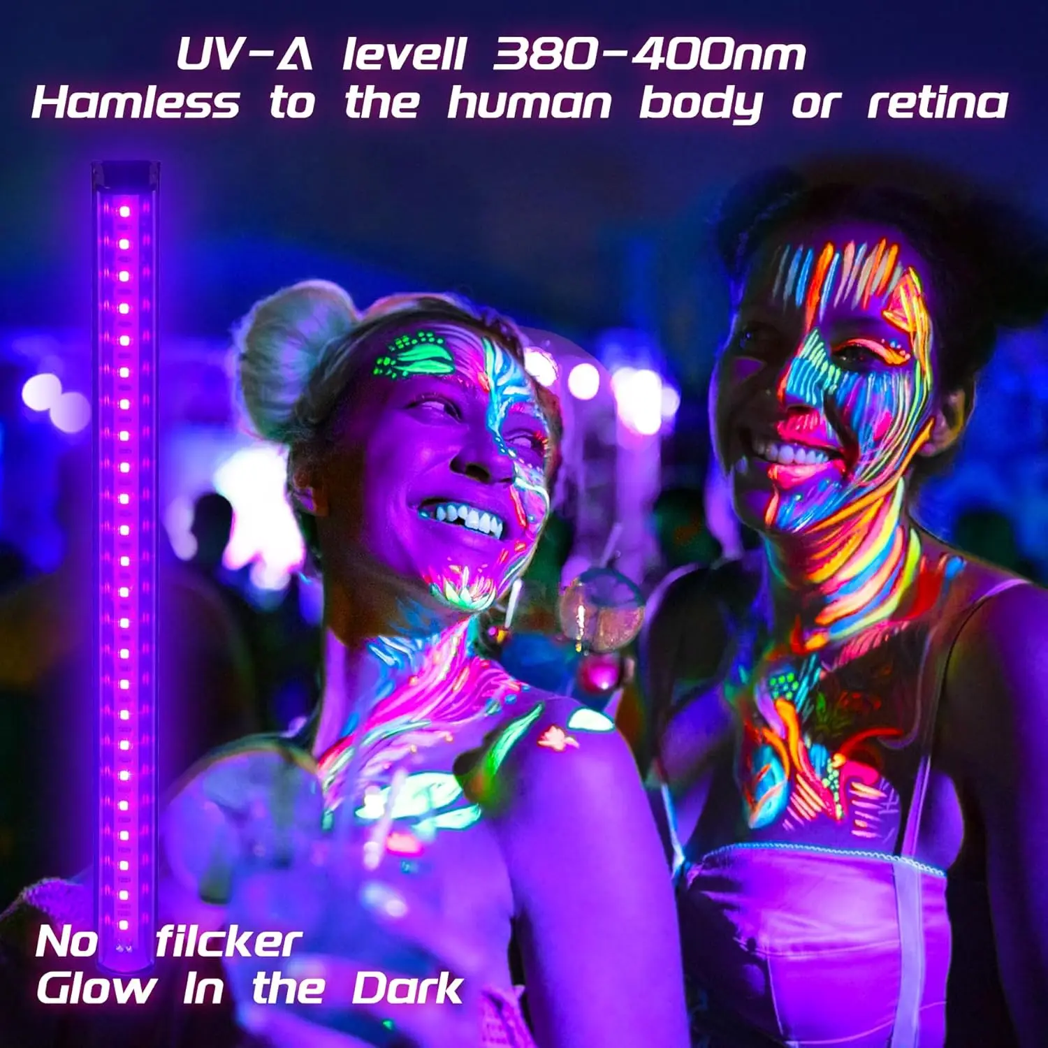 1/2個 UVブラックライトランプ T5 USB UV LEDブラックライトランプ 24LED ブラックライトバー UVライトチューブ スイッチ付き ディスコグローパーティー用