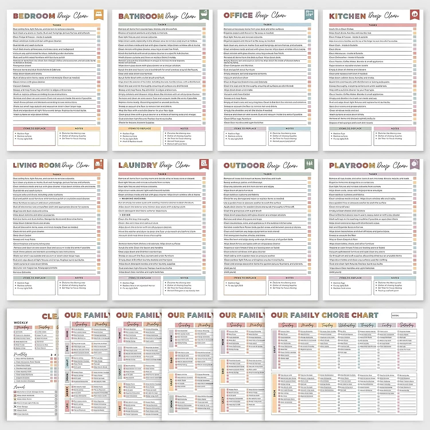 ملصقات تخطيط منزلية يومية أسبوعية شهرية، جدول تنظيف وقائمة مرجعية، دفتر ملاحظات المهام المنزلية، مهام التنظيف المنزلية #4