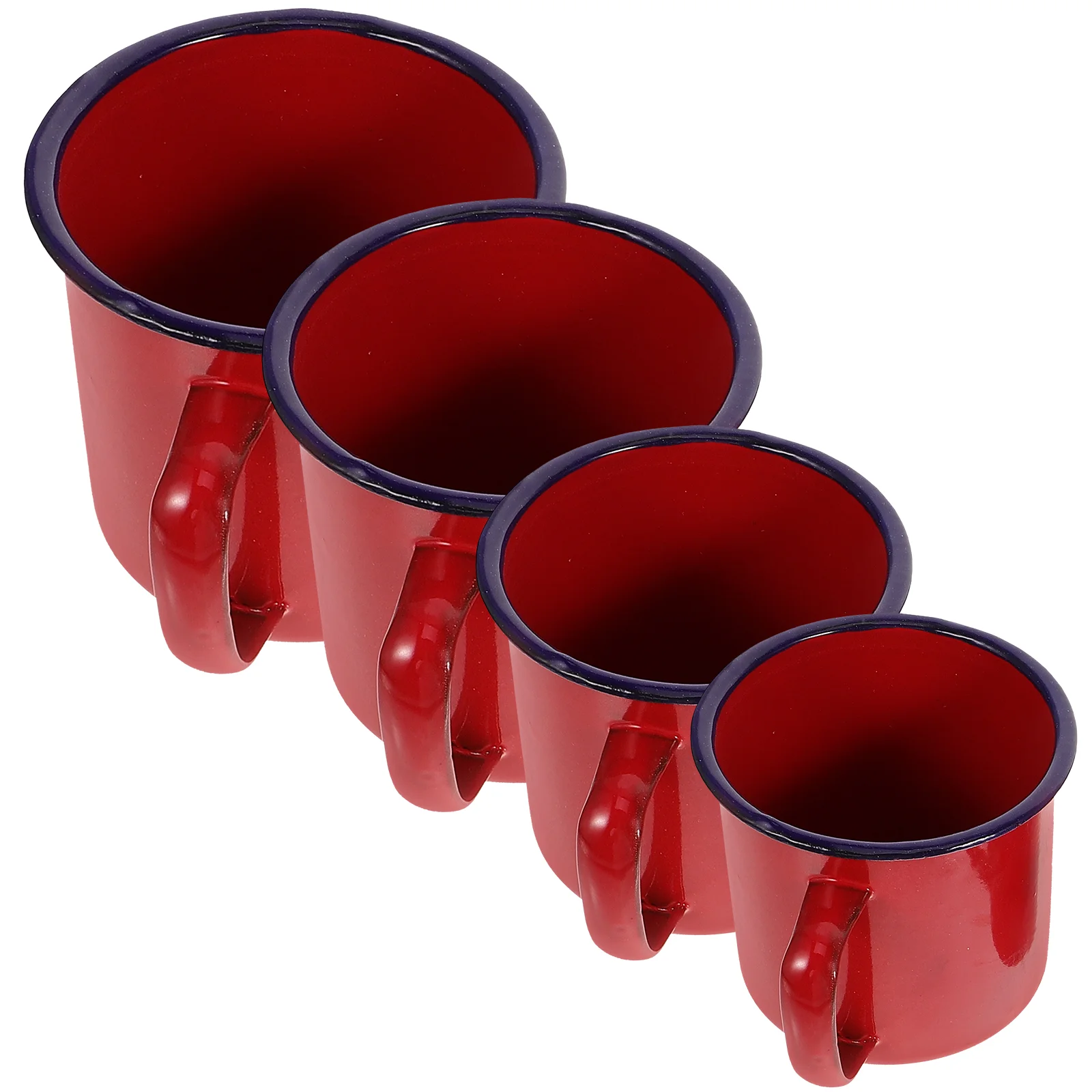 

4 Pcs Enamel Tea Jar Cake Cup Hot Pot 4-piece Set Material Portable Cups Ocean Red Multi-function Water Breakfast Milk