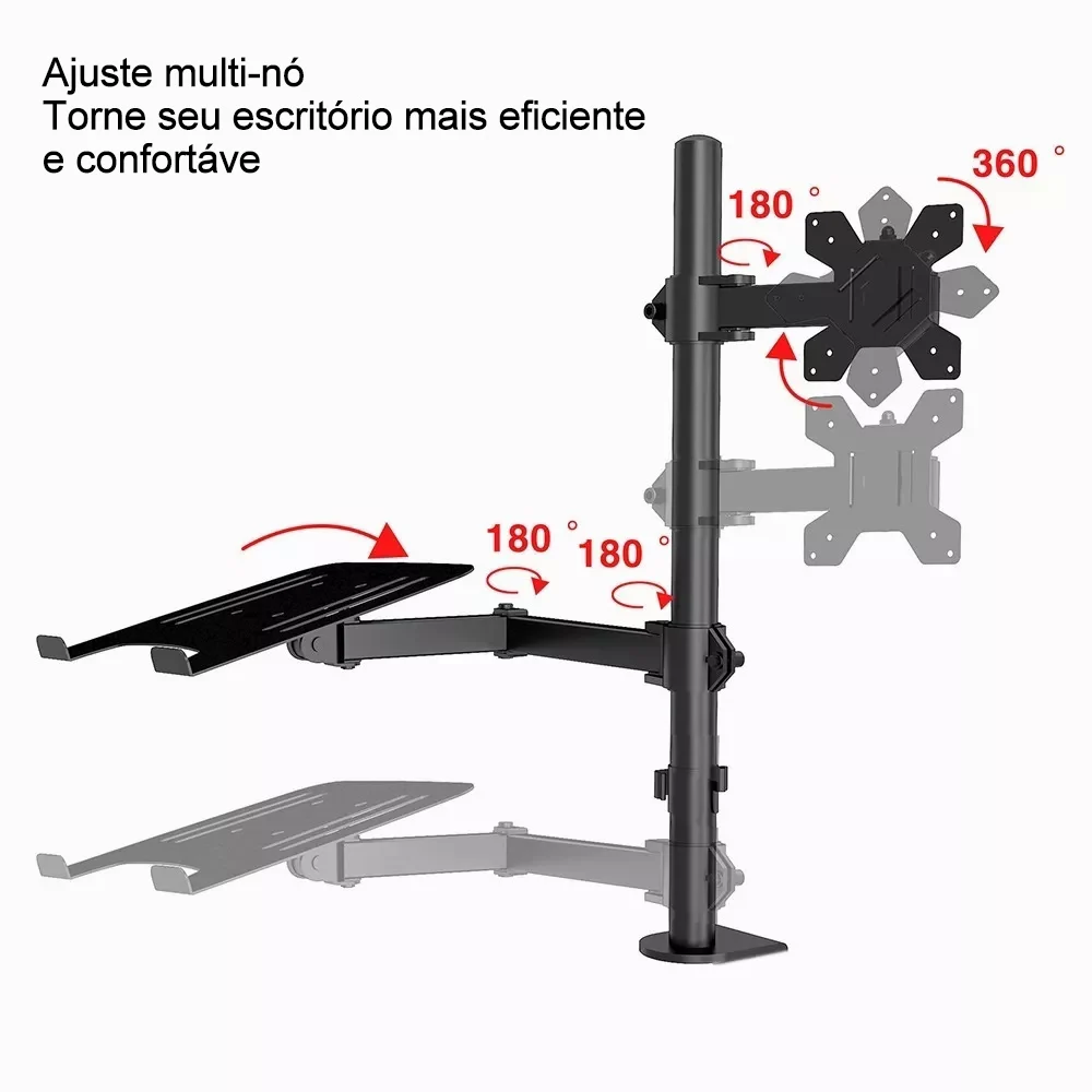 Dual Screen Laptop Stand Computer Toetsenbord Standaard Zwart Draaibare Standaard Voor 4.7Kg Gecombineerd Bureaublad Scherm