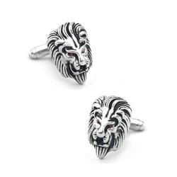 Men's Lion Cuff Links Black Color Classic Animal Design Quality Copper Cufflinks Wholesale & Retail
