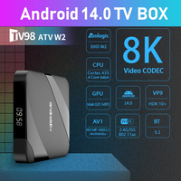 Android 14 TV Box 4GB 32GB 64GB 8K Amlogic S905W2 AV1 Dual Wifi BT Voice remote control Media Player 4K 2GB 16GB Set top box