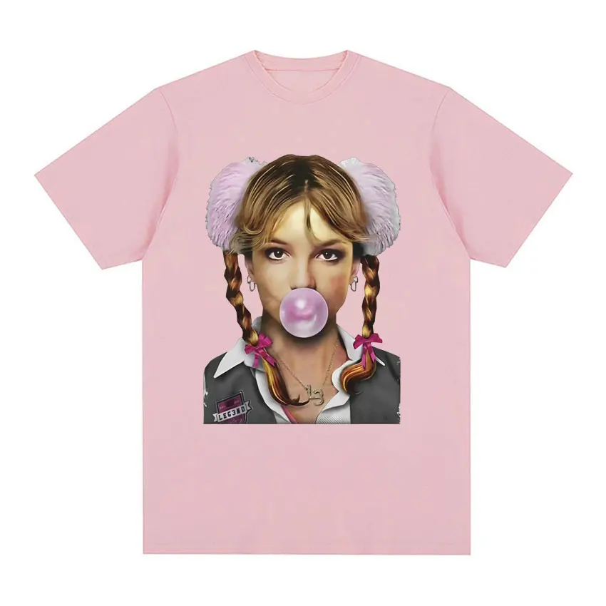 Singer Britney Spears Bubblegum Graphic T Shirt Men Women High Quality Vintage T Shirts O-Neck Oversized T-shirt Tops Streetwear