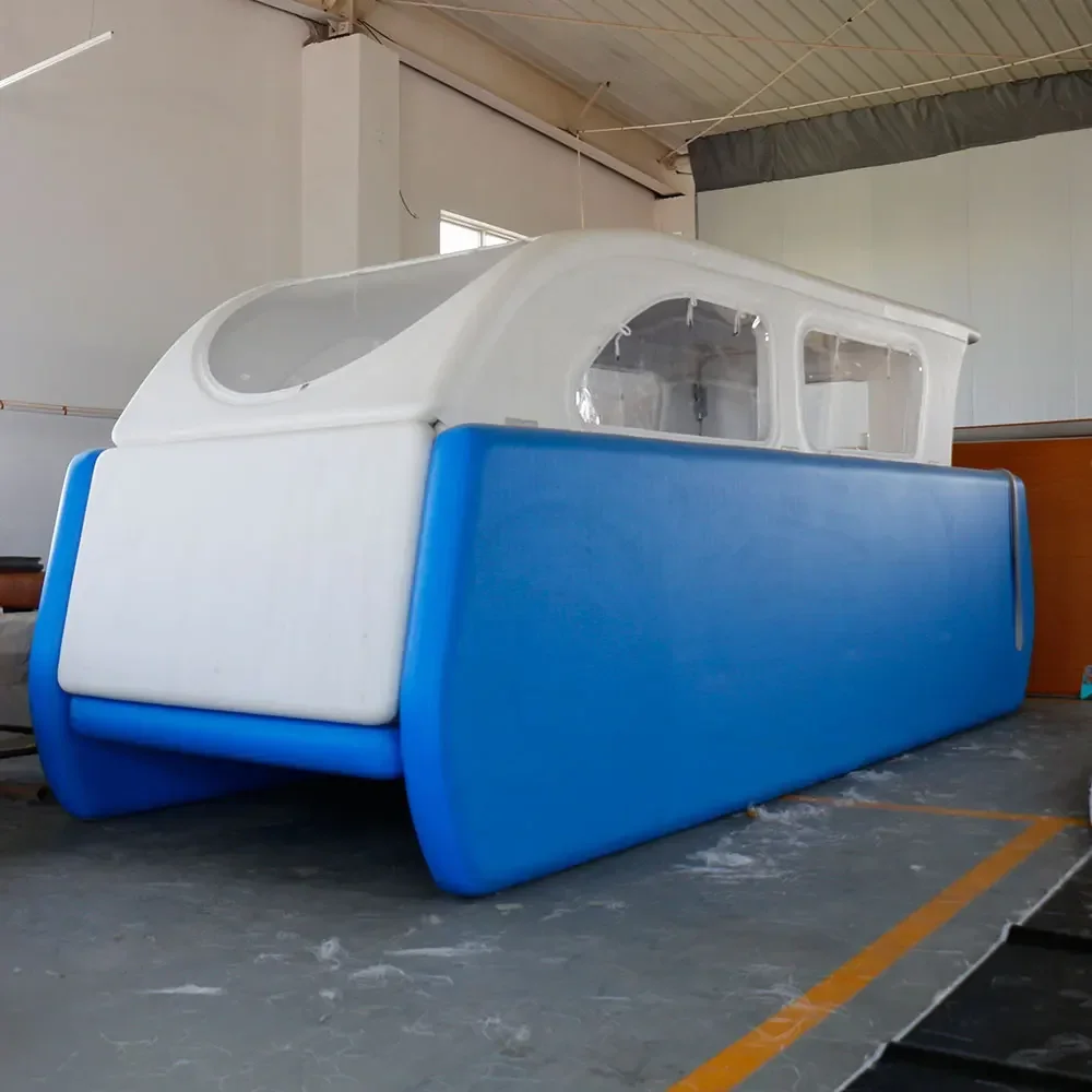 قارب كاتاماران مائي قابل للنفخ تتسع لـ 6-8 أشخاص، قاعدة عائمة لحفلات جزيرة الحوامات #1