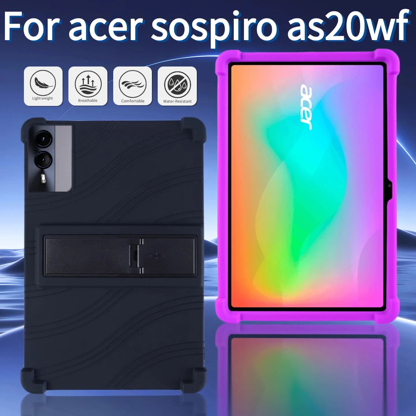 Case for Acer Sospiro AS20WF Tablet 11 Inch Tablet, Kids Friendly Soft Silicone Adjustable Stand Cover Protective Sleeve