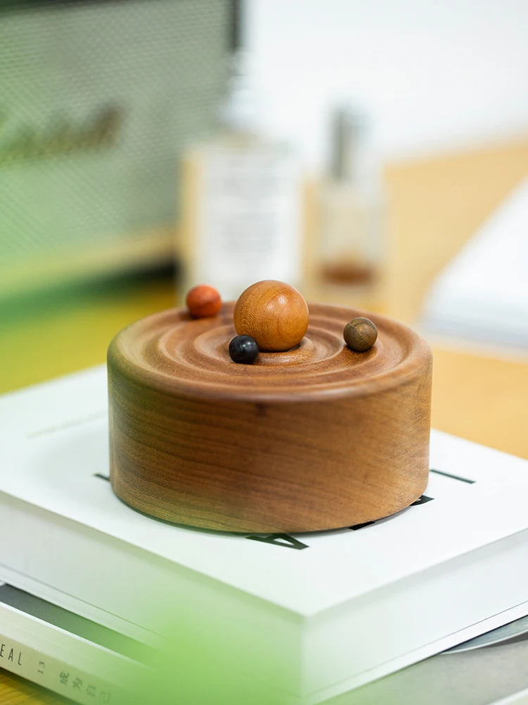 Galaxy Themed  Wood Music Box Heartfelt Birthday Gift for Friends Simple Modern Style Home Decorative Item