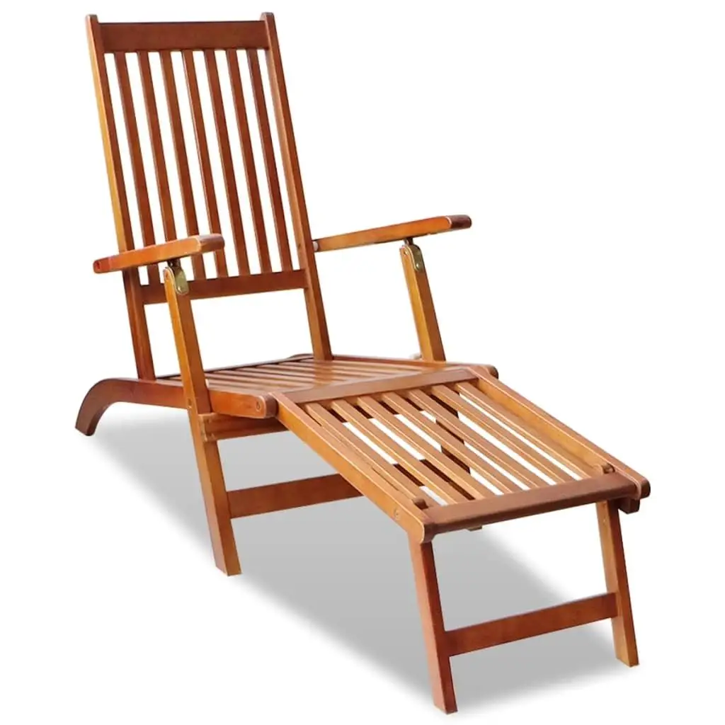 Solid Acacia Wood Patio Deck Chair with Footrest - Stylish Outdoor Furniture