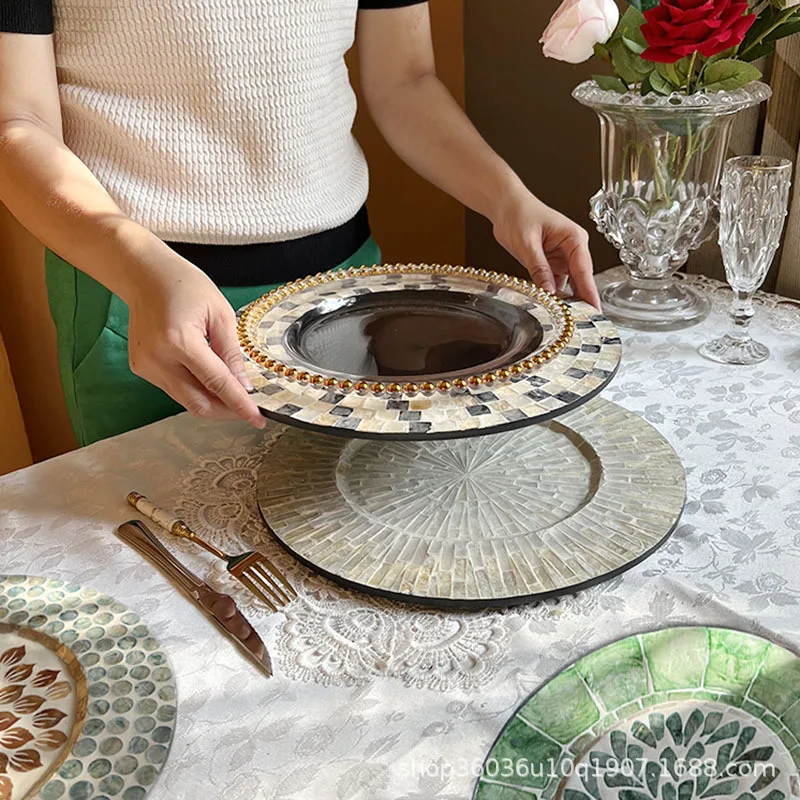 

American ins style heat insulation placemat Original shell dining table mat, high-end light luxury European-style western